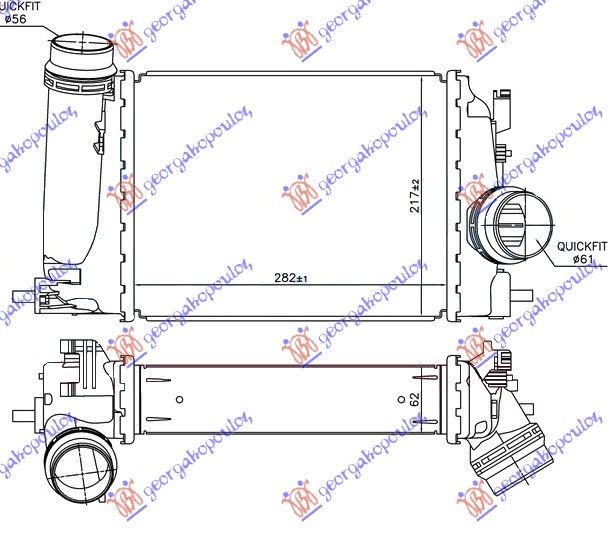 Hladnjak interkulera 1.5 dci (282X217X62)