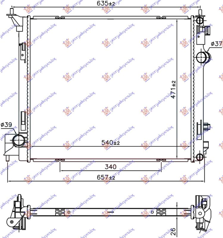 Hladnjak motora 1.6 dci dizel ručni (540X470X26)