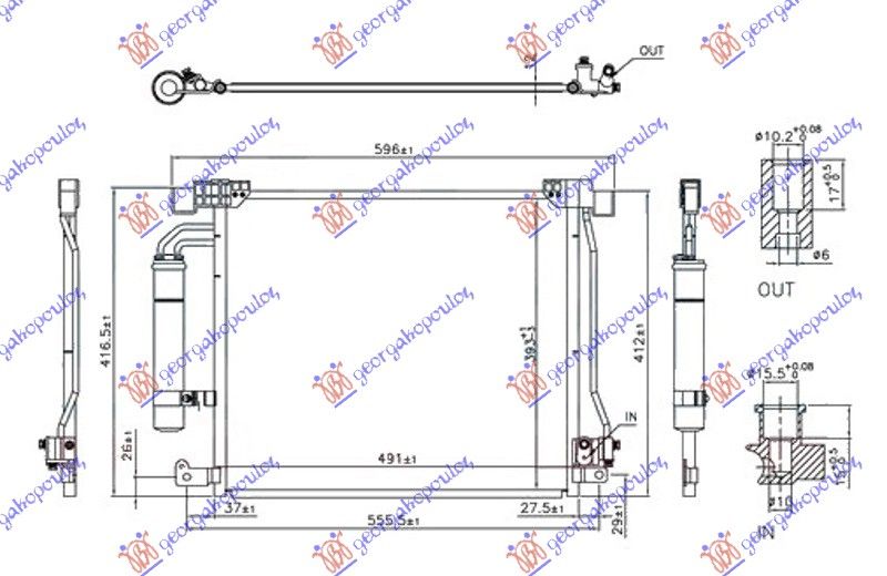 Hladnjak klime 1,2 dig turbo - 1,5 dci - 1,6 dig turbo (491×414×12) ventil pored filtera