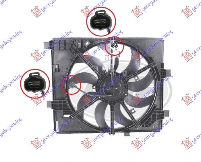 Ventilator hladnjaka komplet 1.6 dig-t benzin (2 PRIKLJUČKA) (400 MM) (2+2 PIN)