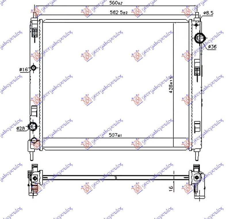 Hladnjak motora 1.5 dci dizel (507X428X16)