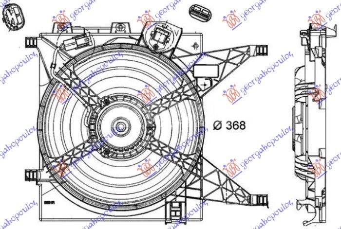 Ventilator hladnjaka komplet 1.5 dci dizel (370 MM) (2+2 PIN) (MAHLE BEHR PREMIUM LINE)