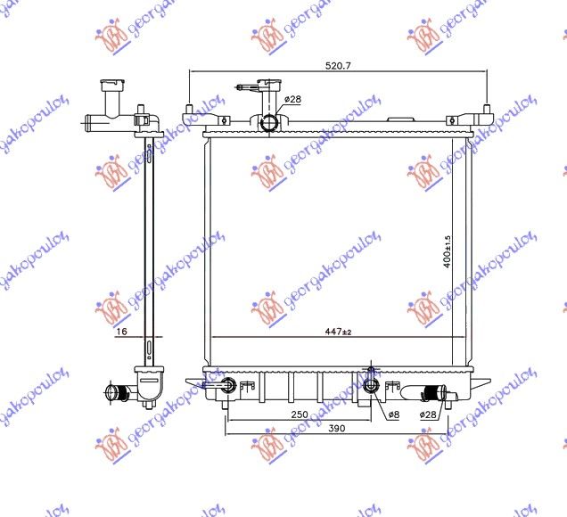 Hladnjak motora 1.2 12v benzin automatik (445X400X16)