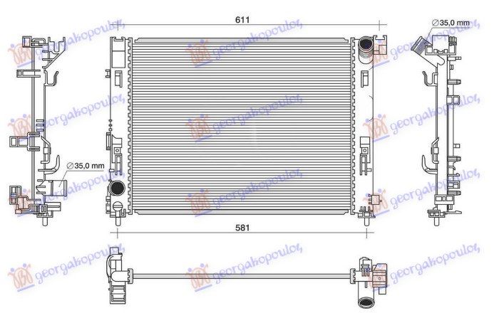 Hladnjak motora 0.9 ig-t benzin - 1.5 dci dizel (510X395X12) (KOYO)