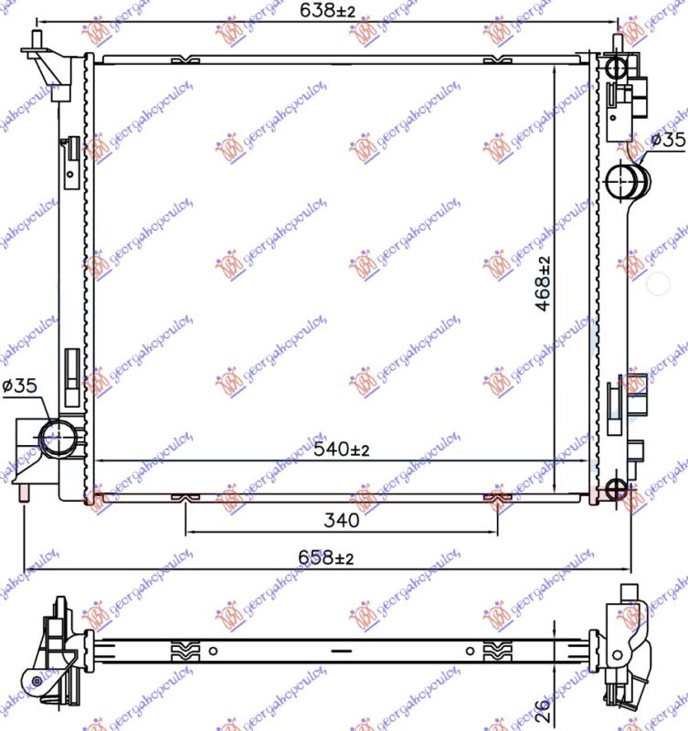 Hladnjak motora 1.6 dig-turbo benzin – 1.6–2.0 dci dizel (540X468X26)