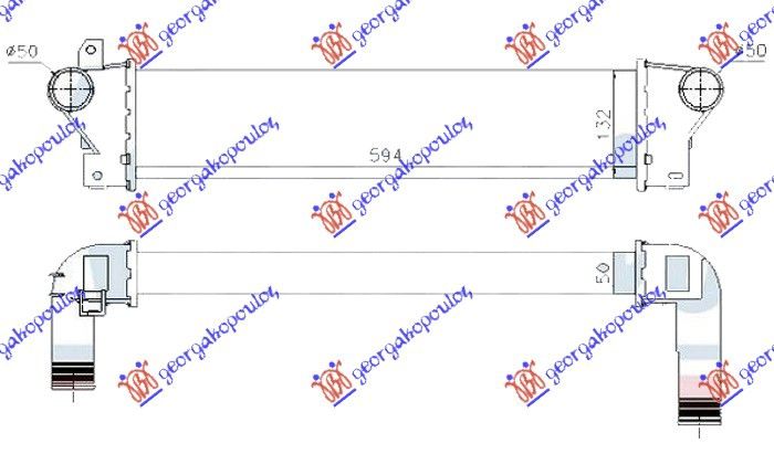 Hladnjak interkulera 2.0 td4 dizel 00- (594X132X50)
