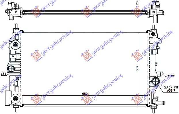 Hladnjak motora 1.4–1.6 turbo benzin automatik (68X39.5)