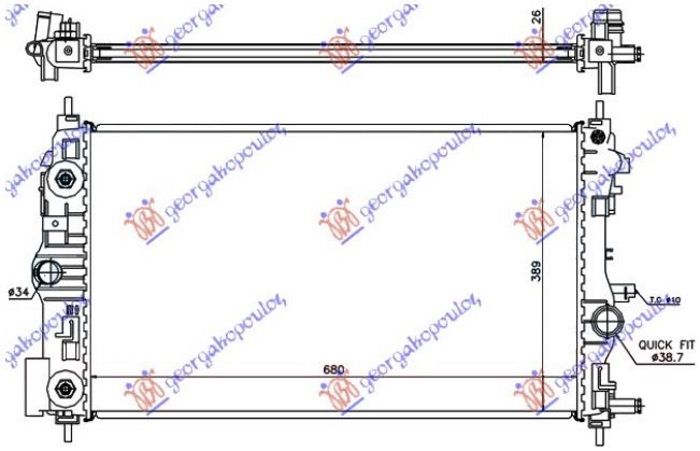 Hladnjak motora 1.4–1.6 turbo benzin automatik (68X39.5) (KOYO)