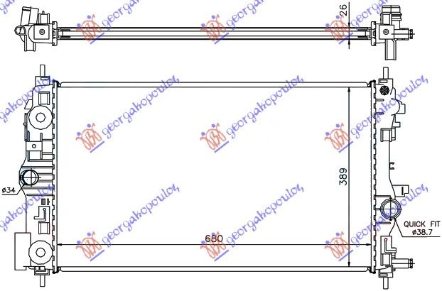 Hladnjak motora 1.7–2.0 dizel (68X39,5)