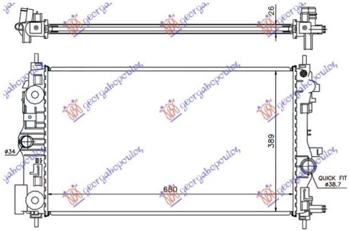 Hladnjak motora 1.7–2.0 dizel (68X39,5) (KOYO)
