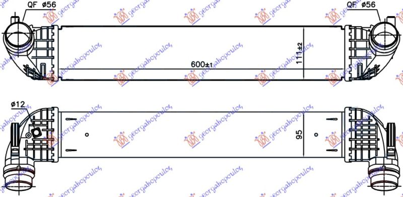 Hladnjak interkulera 1.6 cdti dizel (600X114X95)