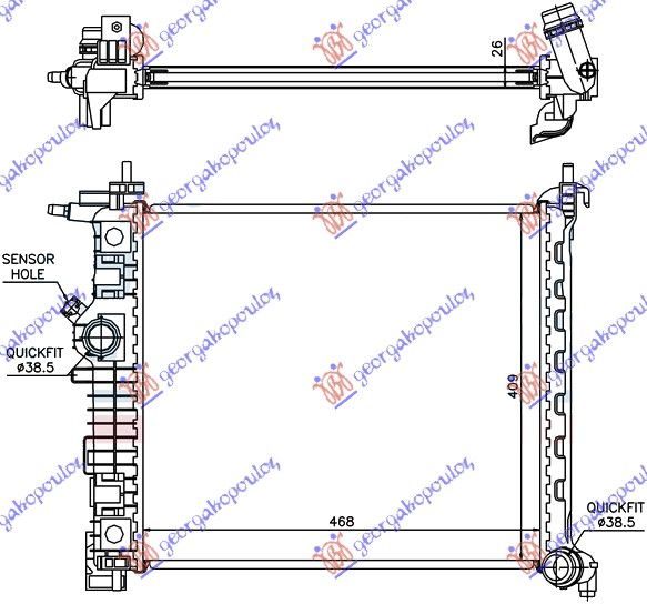 Hladnjak motora 1.4i 16v turbo (47X42,8) a14nel/t