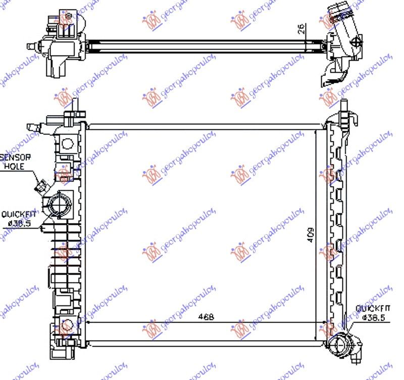 Hladnjak motora 1.4i 16v turbo (47X42,8) a14nel/t (KOYO)