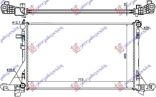 Hladnjak motora 2.3 dizel +/- klima (77.5X48.7)
