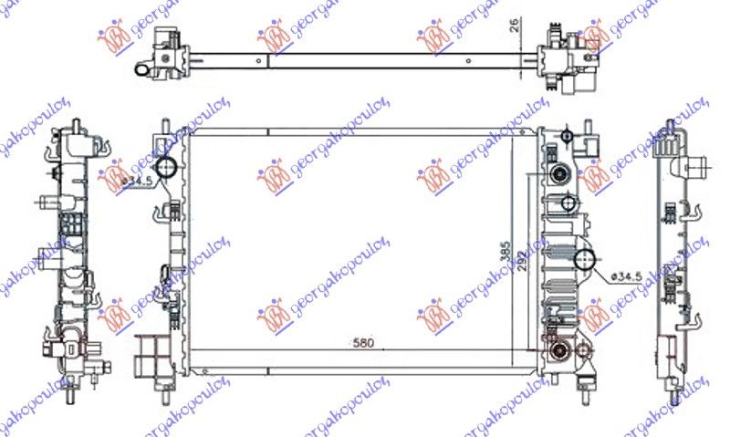Hladnjak motora 1.6/1.8 16v benzin automatik (580X385X26)