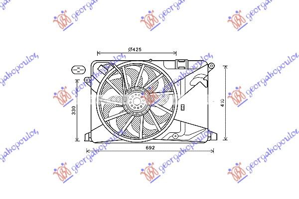 Ventilator hladnjaka komplet jednini 1.4i 16v turbo (430 MM) (4 PINA)