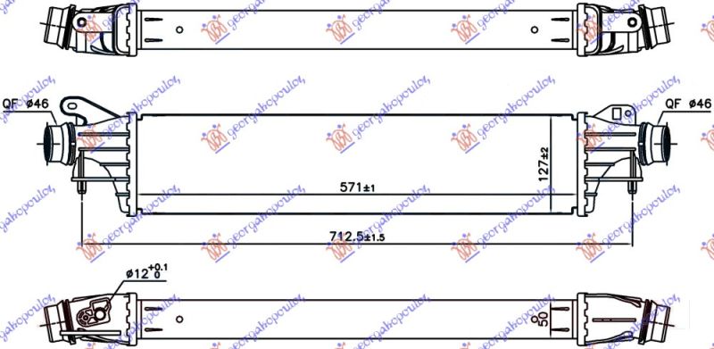 Hladnjak interkulera 1.4 turbo benzin (99/148 PS) (571X127X50)