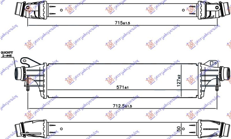Hladnjak interkulera 1.0i turbo benzin (571X127X50)