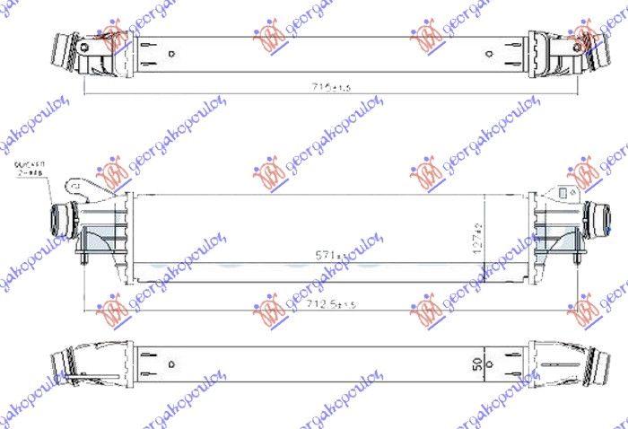 Hladnjak interkulera 1.3 cdti dizel (571X127X50)