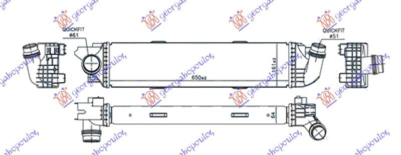 Hladnjak interkulera 1.6 dci dizel (650X161X64)