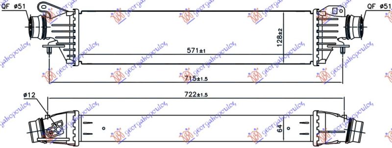 Hladnjak interkulera 1.6 turbo (OPC) benzin (571X128X64)
