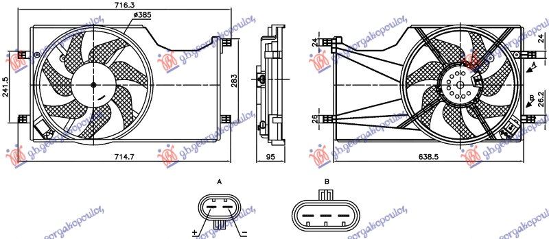 Ventilator kompletan 1.3 dizel - 1.0-1.4 benzin