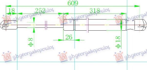 Amortizer gepek vrata 5 vrata (610L-275N)