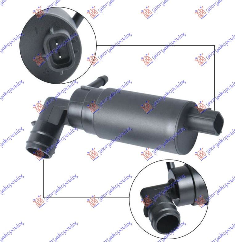 Motor posude brisača (KOCKASTI PRIKLJUČAK) (1 PUMPA) (2 PINA)