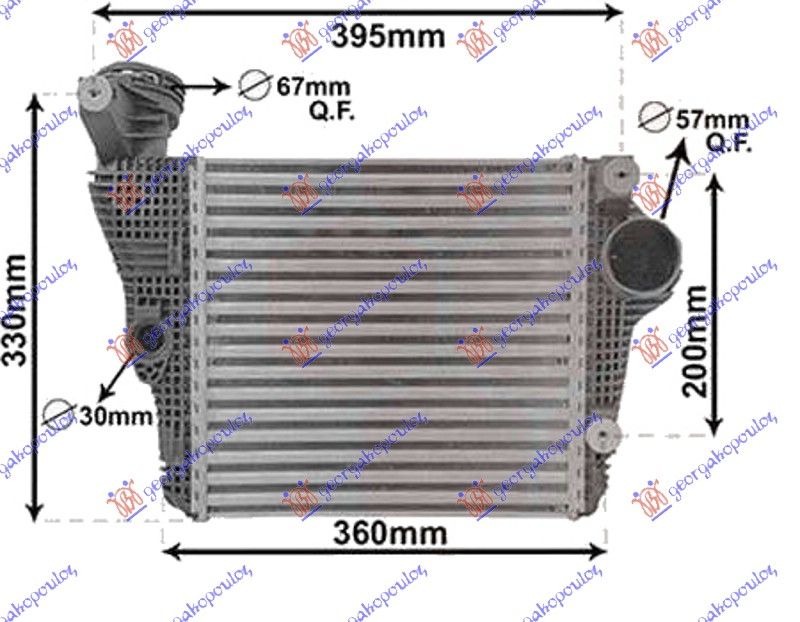 Hladnjak interkulera 3.0 gts / 3.0–3.6 i turbo benzin (285X279X62)