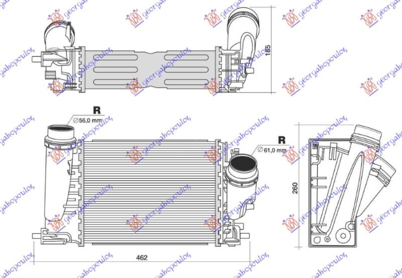 Hladnjak interkulera 1.6 tce benzin - 1.6 dci dizel (282X217)