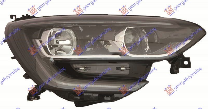 Far električni (H7/H7) crni s LED dnevnim svjetlom (DEPO)