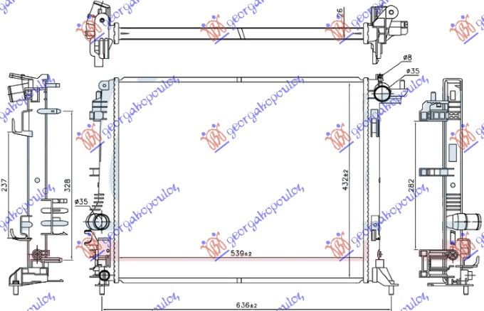Hladnjak motora 1.2 tce benzin automatik – 1.5 tdci dizel (HIBRID ASSIST 2) (540X440X26)