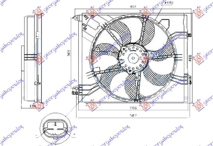 Ventilator hladnjaka komplet jednini (440 MM) (2 PINA)