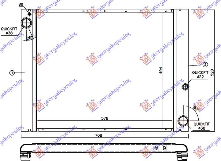 Hladnjak motora 3.0 td dizel automatski (570X500) aluminijski