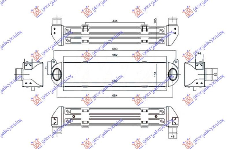 Hladnjak interkulera 2.7 td dizel (580X130X105) (POTPUNO ALUMINIJSKI)
