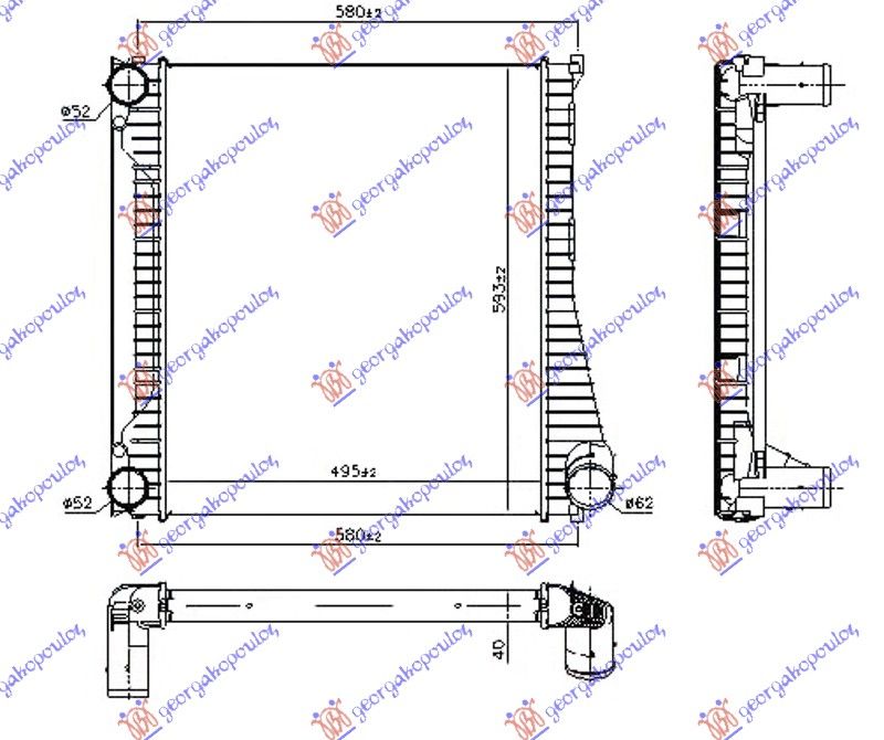 Hladnjak interkulera 3.0td dizel (495X593X40)