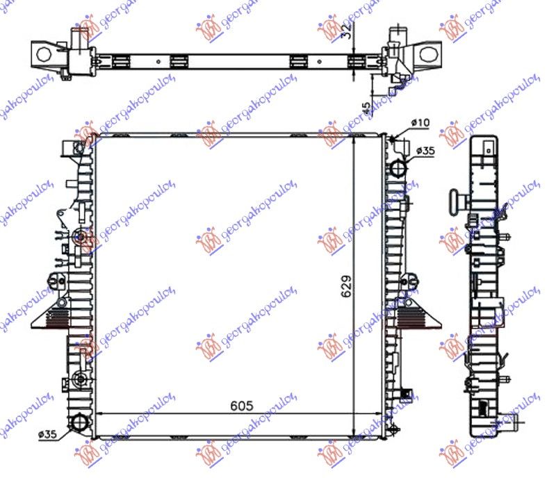 Hladnjak motora 4.2 – 4.4i v8 ručni/auto dizel (605X620X32)
