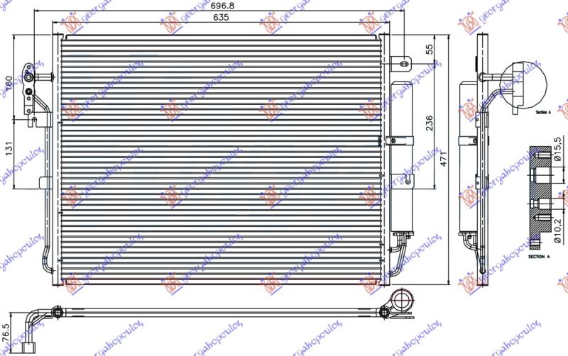 Hladnjak klime 2.7td / 2.7 v6 tdi dizel (473×636×16)