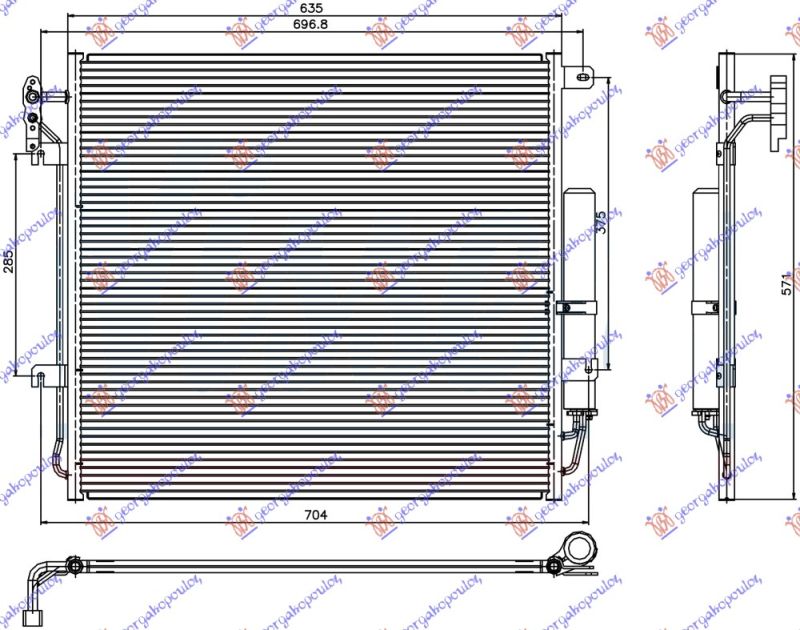 Hladnjak klime 4.0 v6 / 4.4 v8 benzin (635×571×16)