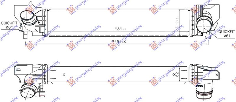 Hladnjak interkulera 1.2 - 1.5 turbo benzin (585X112X62)