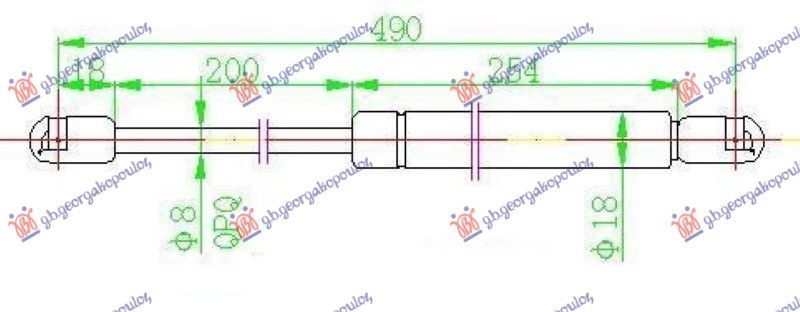 Amortizer gepek vrata karavan (490,5L-480N)