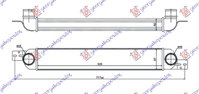 Hladnjak interkulera 1.3 - 1.7 crti dizel (525X90X50) (ALUMINIJ)