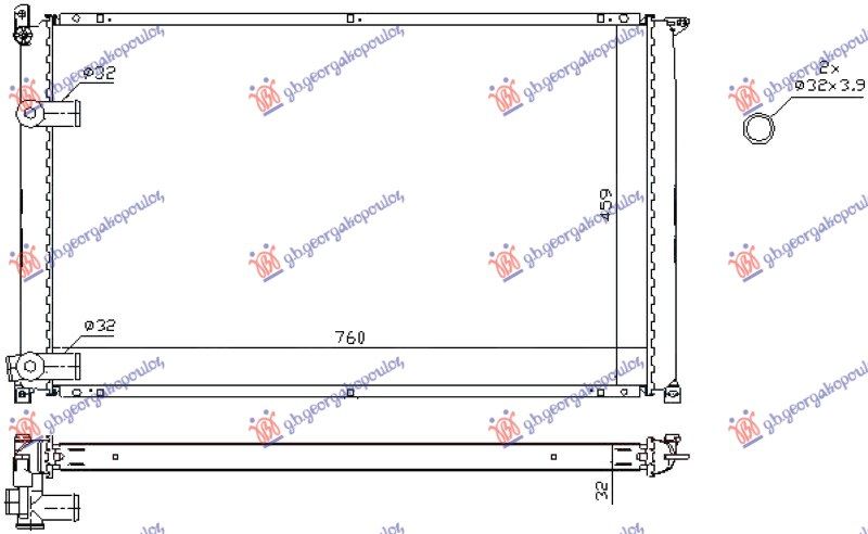 Hladnjak 2.5 dizel +/- a/c (760X459) (VALEO)