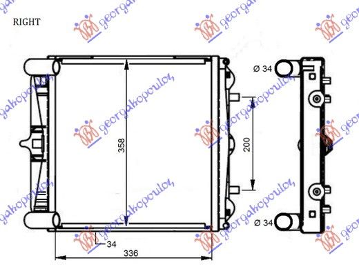 Hladnjak motora 2.5–2.7–3.2 +/- klima (33.6X35.8X3.4)