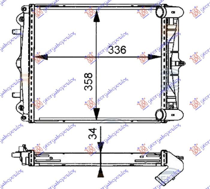 Hladnjak motora 2.5–2.7–3.2 +/- klima (33.6X35.8X3.4) (MAHLE BEHR)