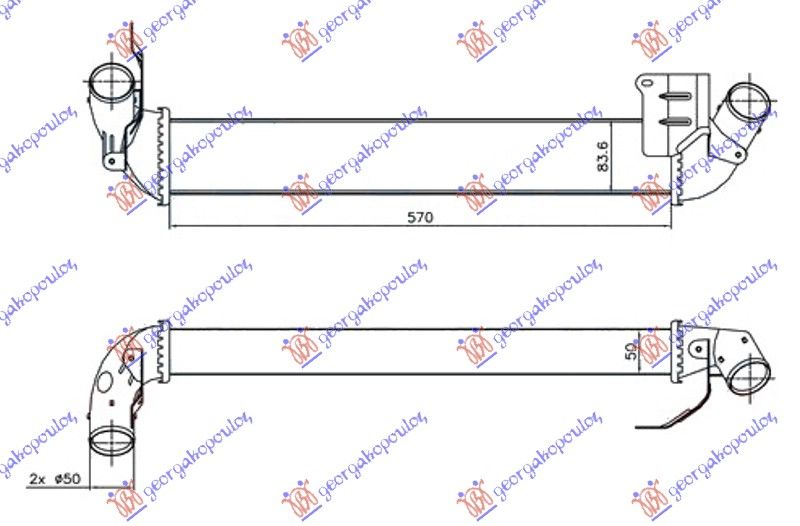 Hladnjak interkulera 1.5 dci dizel (570X84X50)