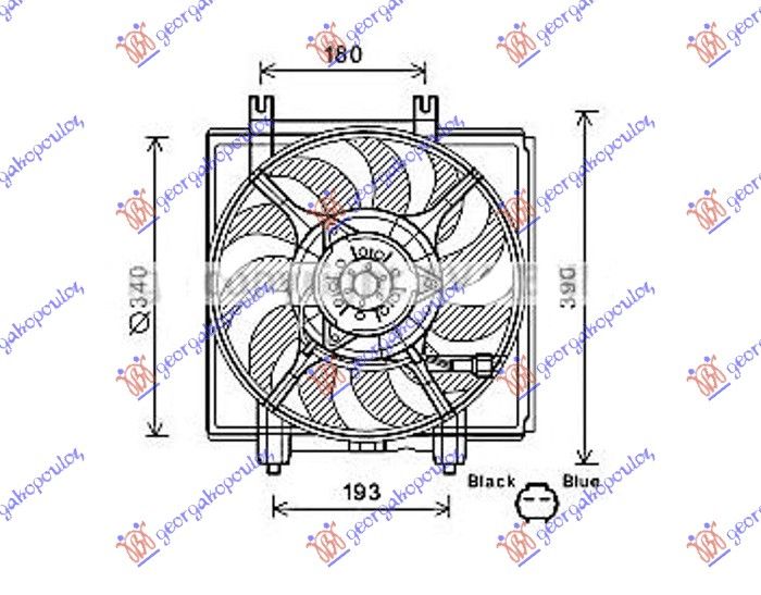 Ventilator klime komplet (BENZIN/DIZEL)  (342MM) (2 PIN)