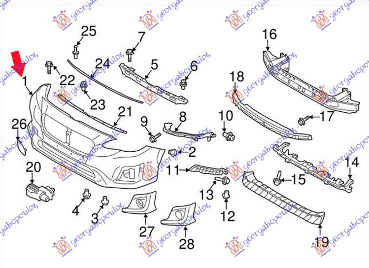 Prednji branik u primeru