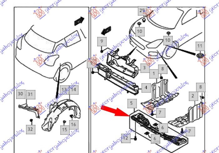 Zaštita motora ispod branika plastična