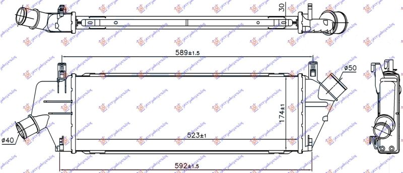 Hladnjak interkulera 1.5 dci 05- (523X174X30)